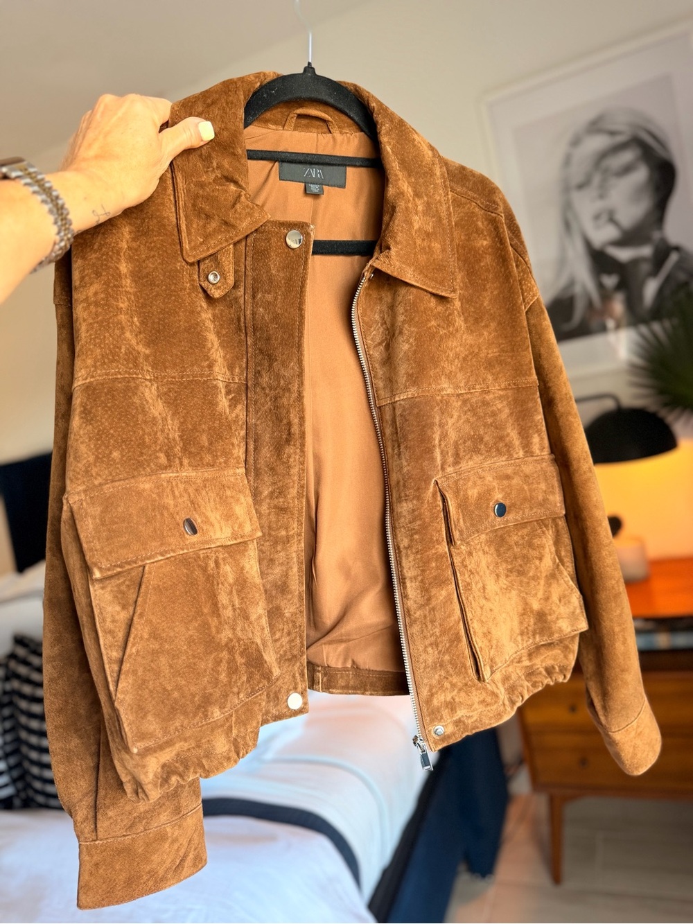 NWOT ZARA 100% LEATHER BOMBER JACKET - Picture 8 of 13